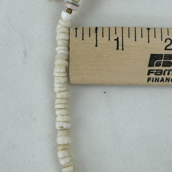 Vintage Seashell Necklace Natural Tropical Puka Shell Choker Pink White 18" - Picture 9 of 10
